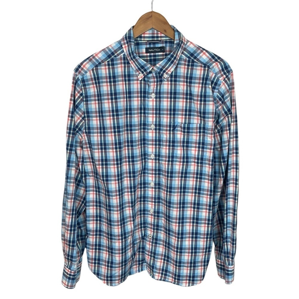 BF537 Men’s Nautica Brand Plaid Casual Button down Shirt XL